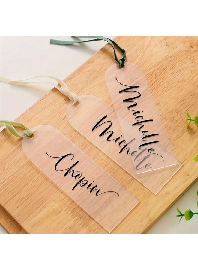 10pcs Bookmarks 10 White Ribbons Clear Acrylic DIY Craft Bookmarks For Holiday Decorations - Image 4